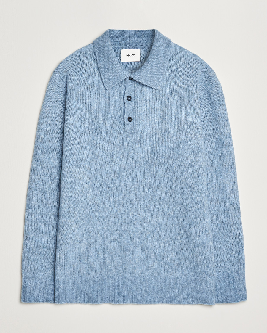 Herre | Trøjer | NN07 | Lee Brushed Wool Polo Tink Blue