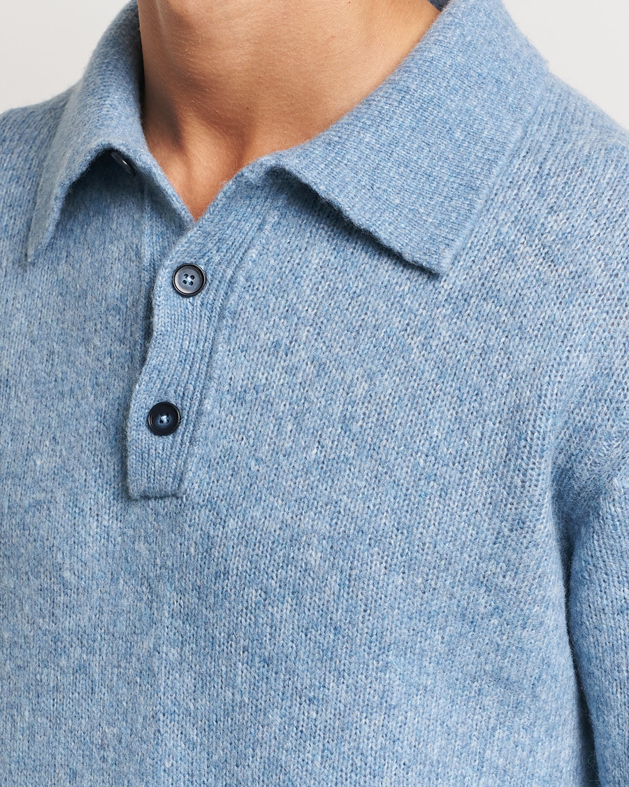 Herre | Trøjer | NN07 | Lee Brushed Wool Polo Tink Blue