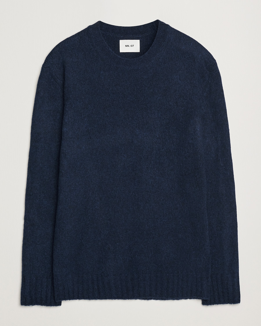 Herre | Trøjer | NN07 | Lee Brushed Wool Crew Neck Navy Blue