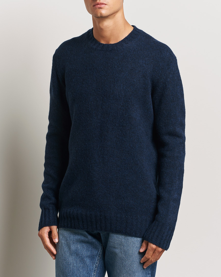 Herre | Trøjer | NN07 | Lee Brushed Wool Crew Neck Navy Blue