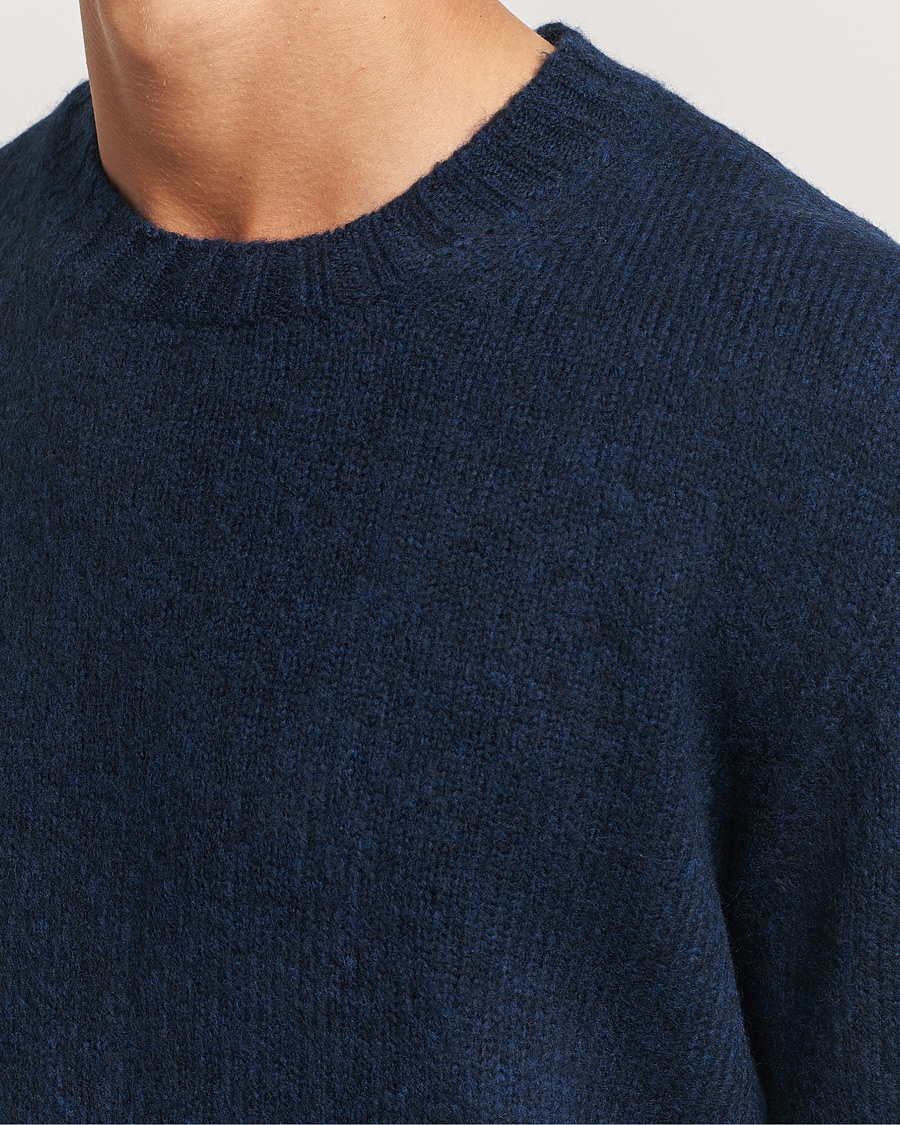 Herre | Trøjer | NN07 | Lee Brushed Wool Crew Neck Navy Blue