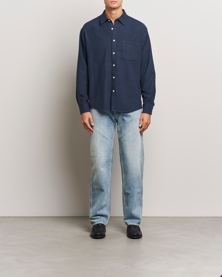 Herre | Skjorter | NN07 | Deon Flannel Checked Shirt Navy Blue