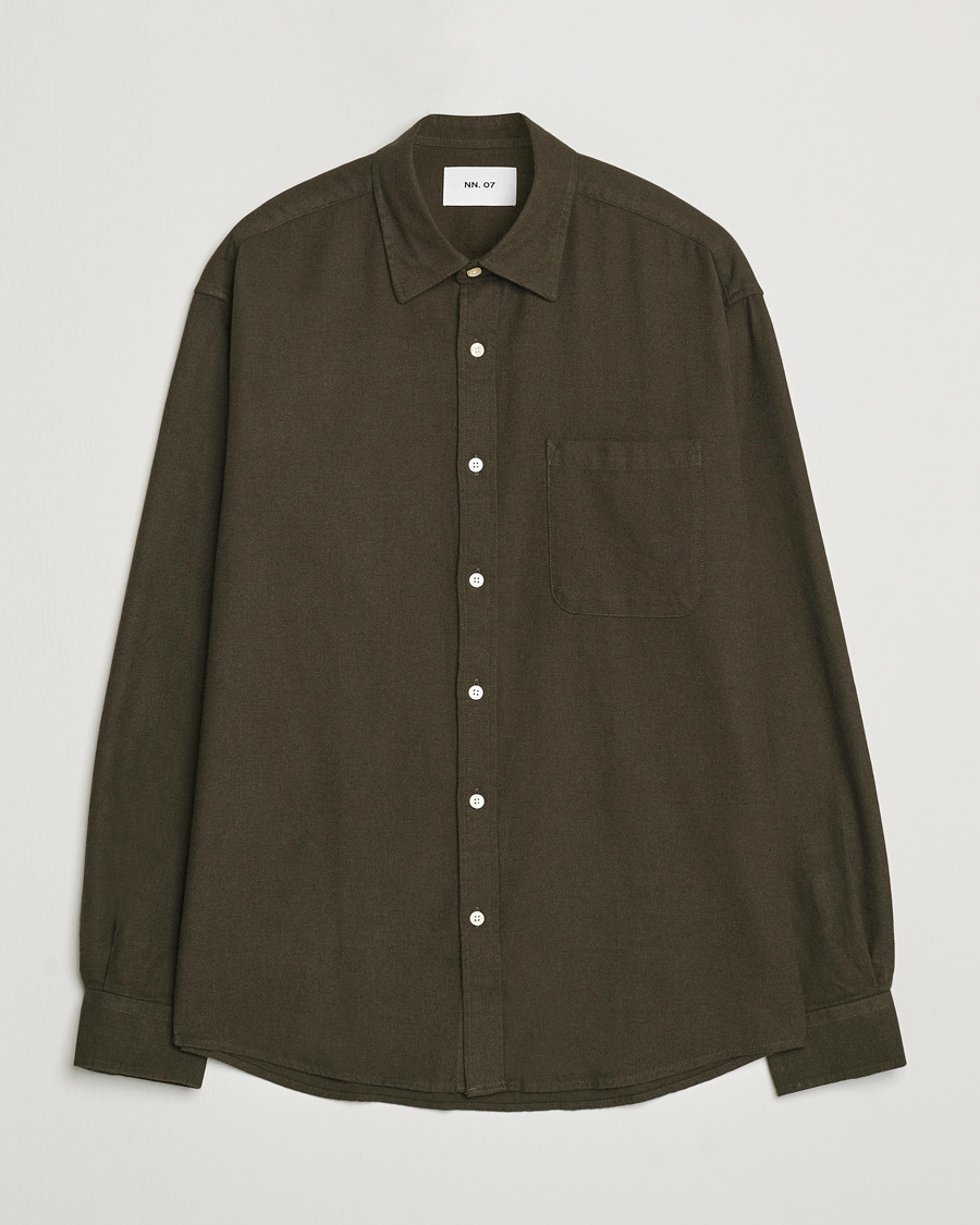 Herre | Skjorter | NN07 | Deon Flannel Checked Shirt Dark Army