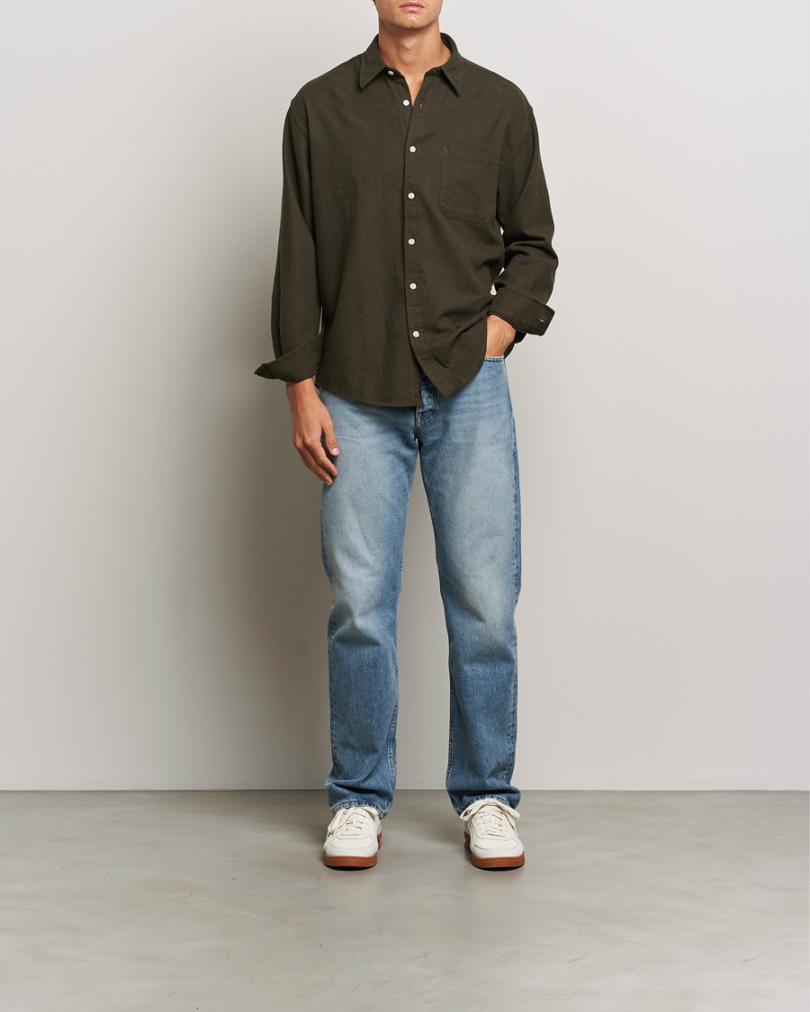 Herre | Skjorter | NN07 | Deon Flannel Checked Shirt Dark Army