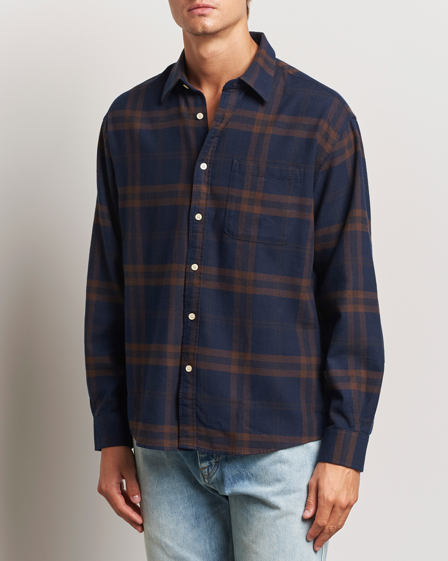 Herre | Skjorter | NN07 | Deon Flannel Shirt Blue/Brown
