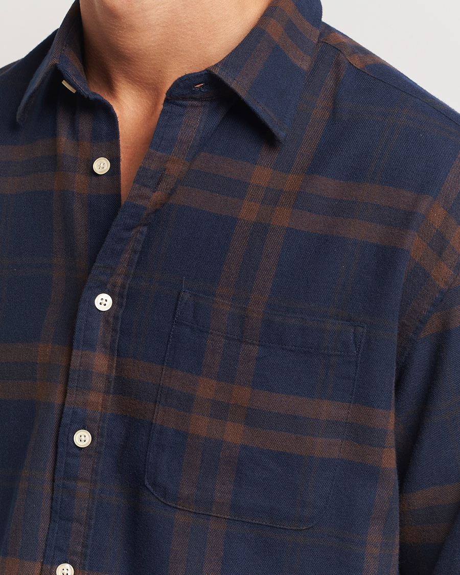 Herre | Skjorter | NN07 | Deon Flannel Shirt Blue/Brown