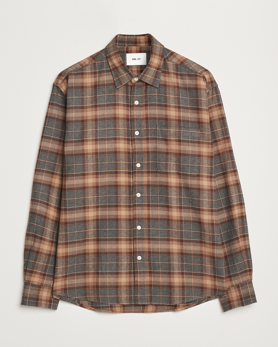 Herre | Skjorter | NN07 | Deon Flannel Shirt Brown/Grey