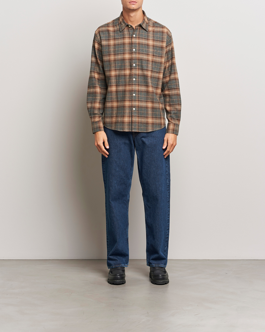 Herre | Skjorter | NN07 | Deon Flannel Shirt Brown/Grey