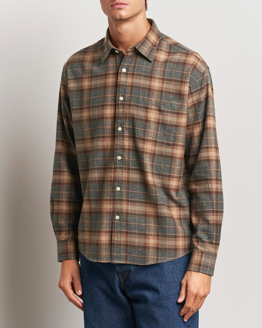 Herre | Skjorter | NN07 | Deon Flannel Shirt Brown/Grey