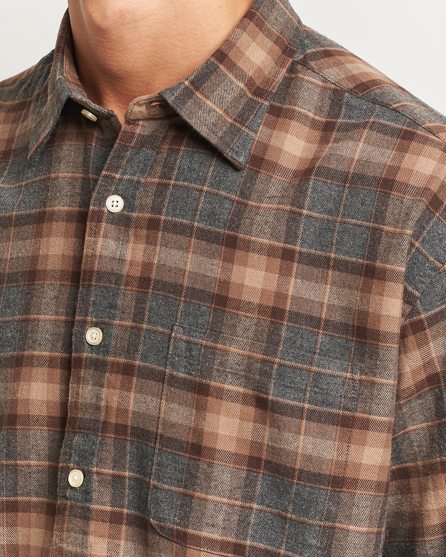 Herre | Skjorter | NN07 | Deon Flannel Shirt Brown/Grey