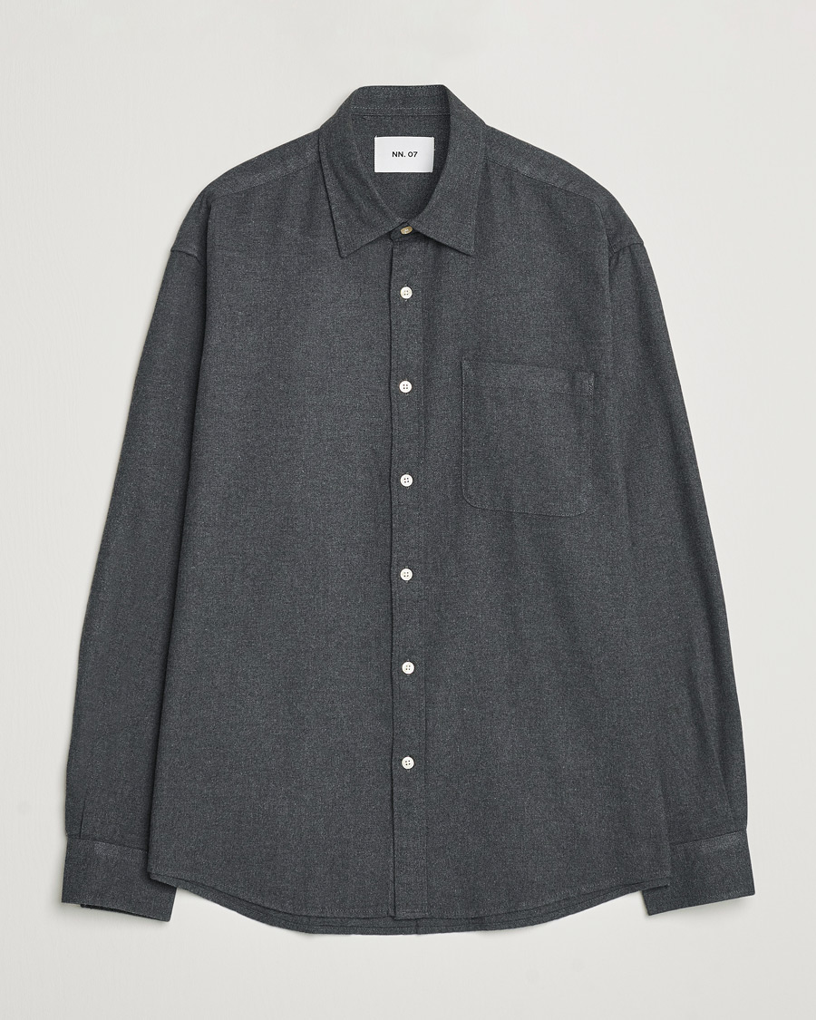 Herre | Skjorter | NN07 | Deon Flannel Shirt Dark Grey Melange