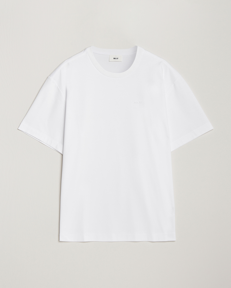 Herre | T-Shirts | NN07 | Nat Logo Mercerized Crew Neck T-Shirt White