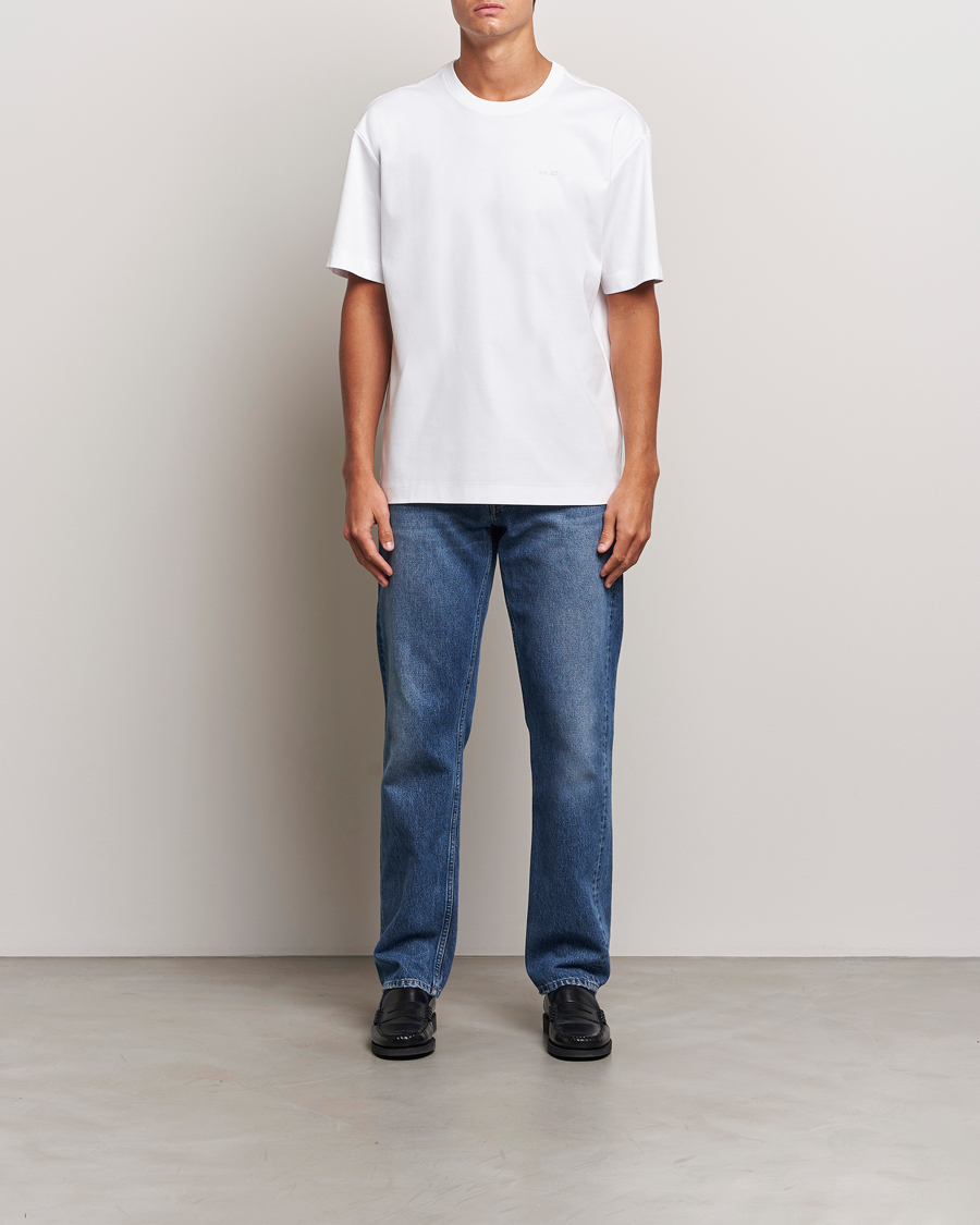 Herre | T-Shirts | NN07 | Nat Logo Mercerized Crew Neck T-Shirt White