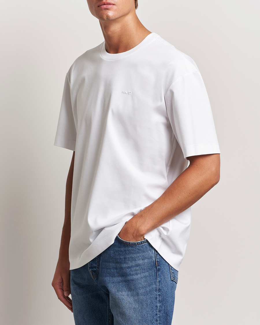 Herre | T-Shirts | NN07 | Nat Logo Mercerized Crew Neck T-Shirt White