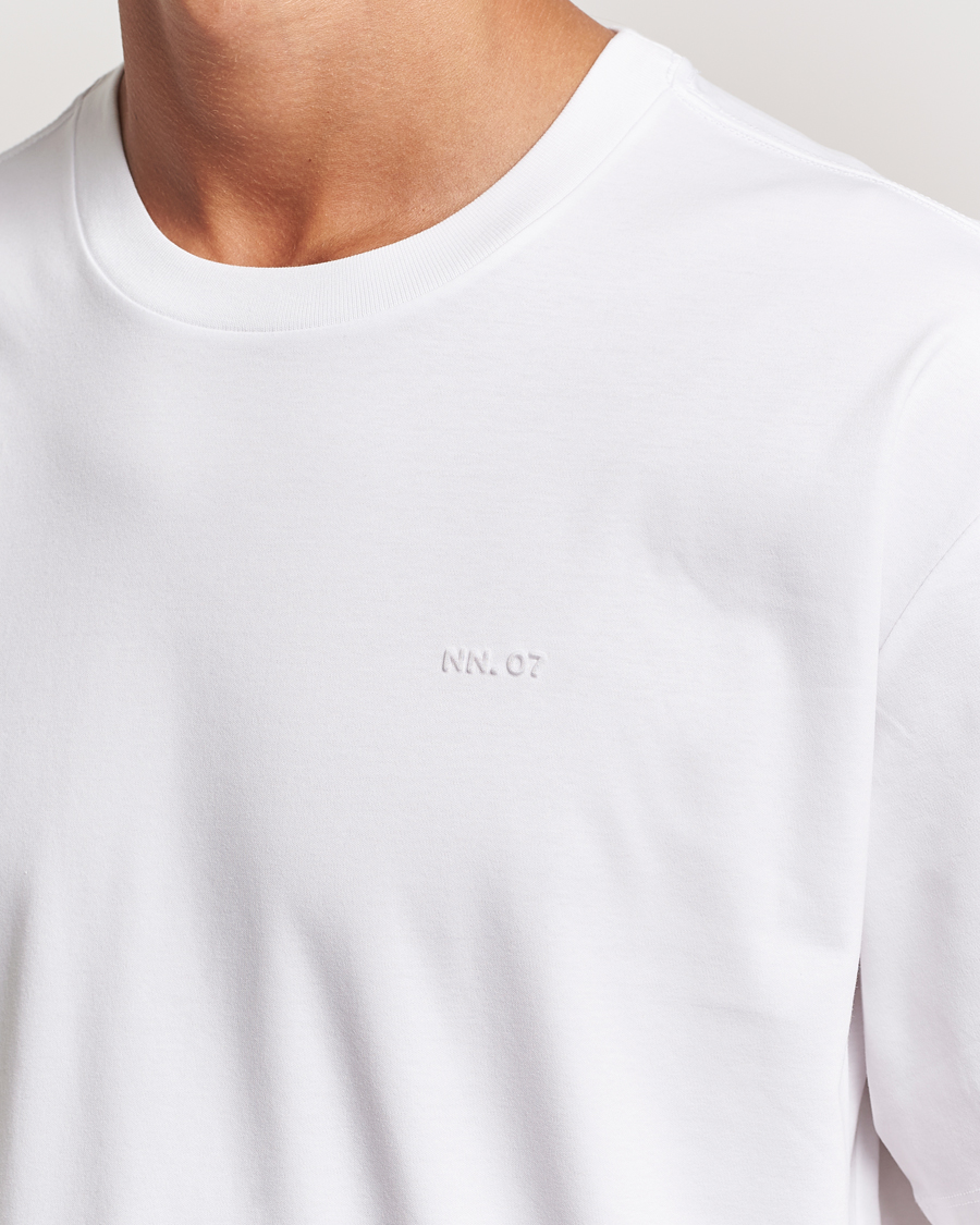Herre | T-Shirts | NN07 | Nat Logo Mercerized Crew Neck T-Shirt White
