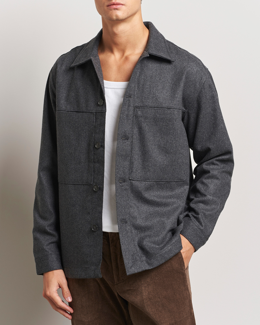 Herre | Skjorter | NN07 | Isak Wool Overshirt Grey Melange