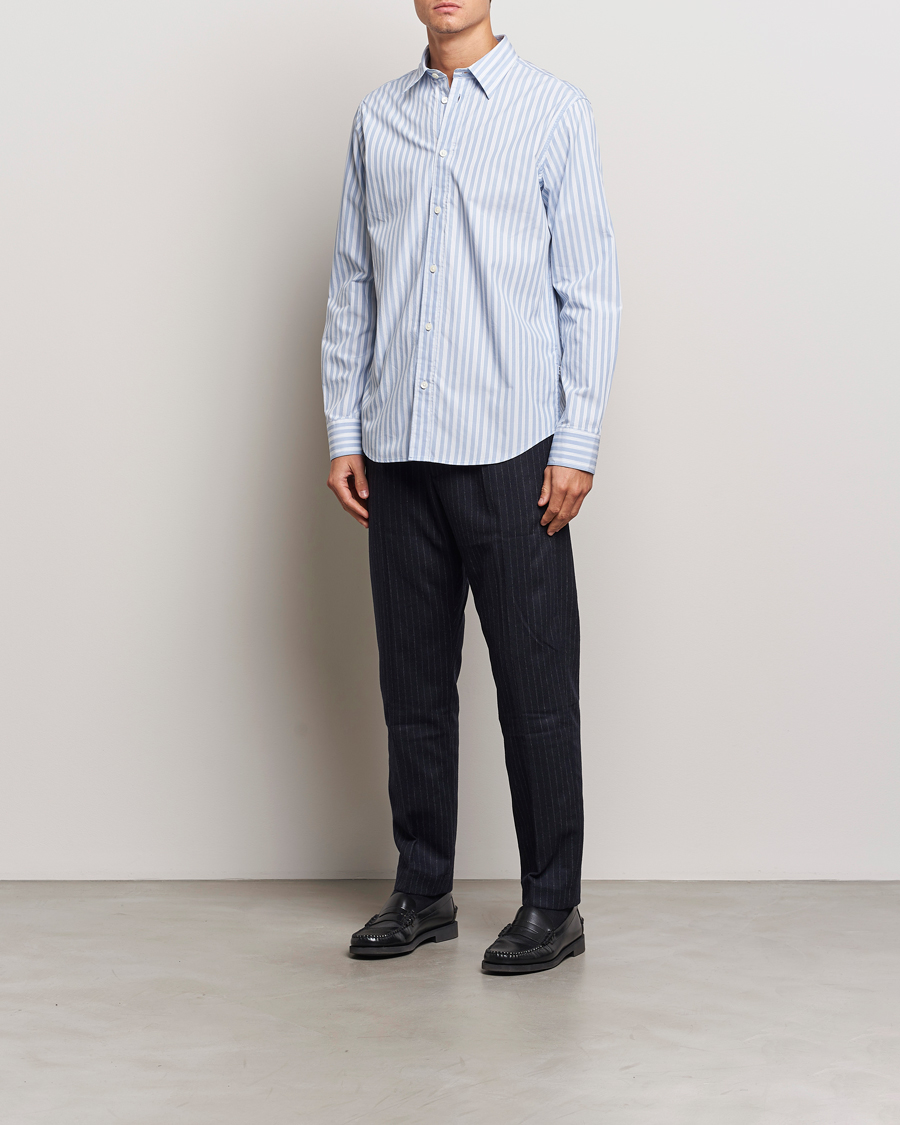 Herre | Bukser | NN07 | Bill Wool Pleated Trousers Navy Blue Pinstripe