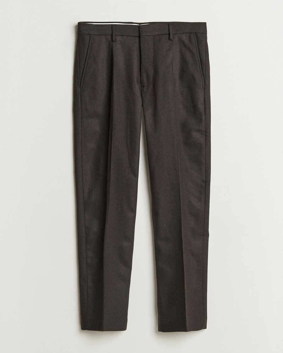 Herre | Bukser | NN07 | Bill Wool Pleated Trousers Dark Brown