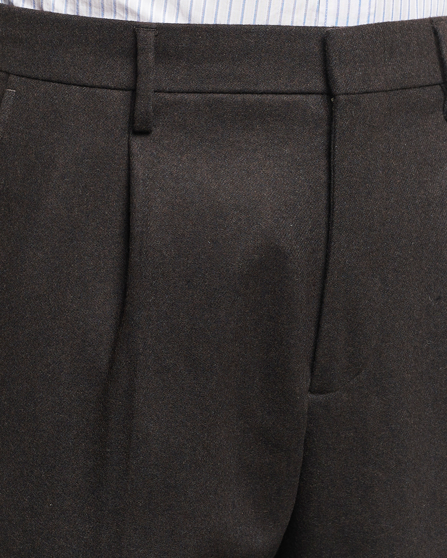 Herre | Bukser | NN07 | Bill Wool Pleated Trousers Dark Brown