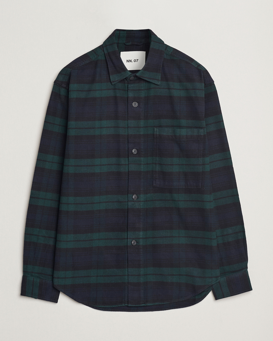 Herre | Skjorter | NN07 | Adwin Checked Flannel Overshirt Green/Blue