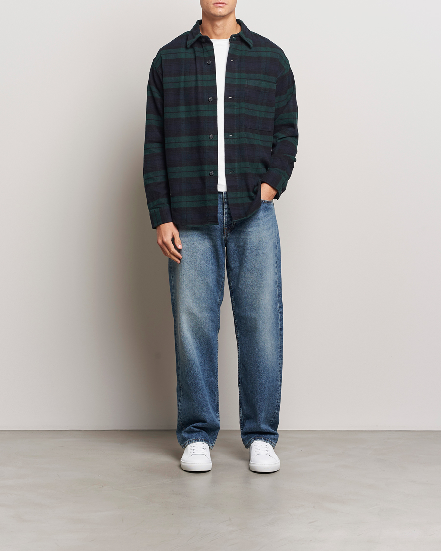 Herre | Skjorter | NN07 | Adwin Checked Flannel Overshirt Green/Blue