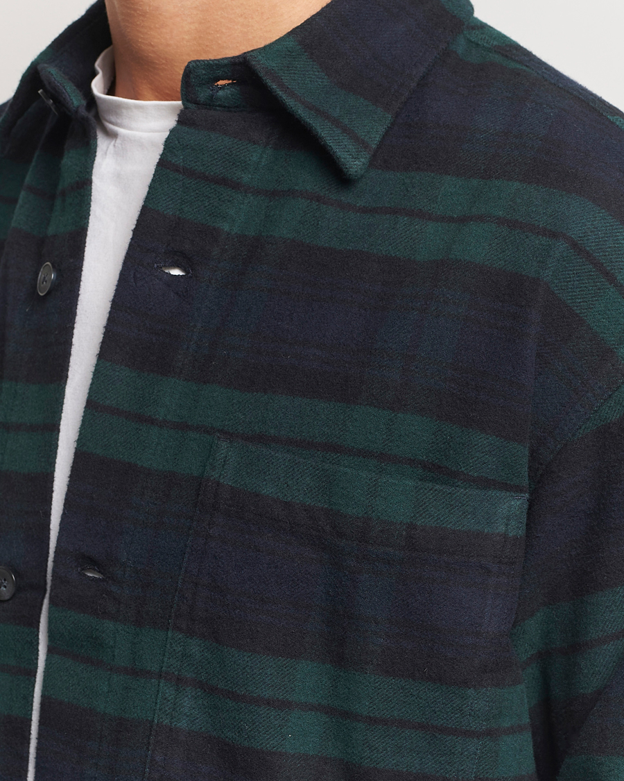 Herre | Skjorter | NN07 | Adwin Checked Flannel Overshirt Green/Blue