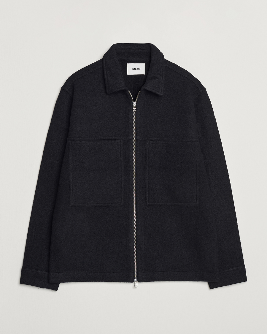 Herre | Trøjer | NN07 | Isak Boiled Wool Full Zip Black