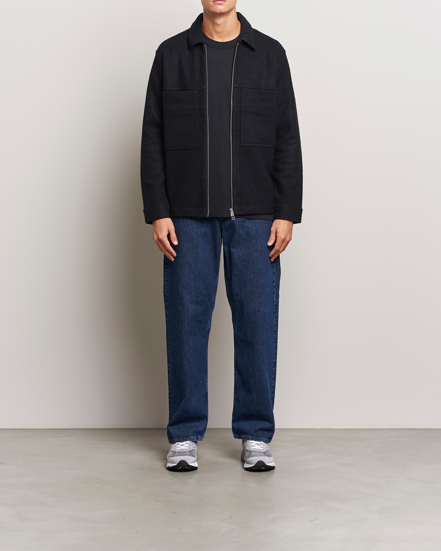 Herre | Trøjer | NN07 | Isak Boiled Wool Full Zip Black