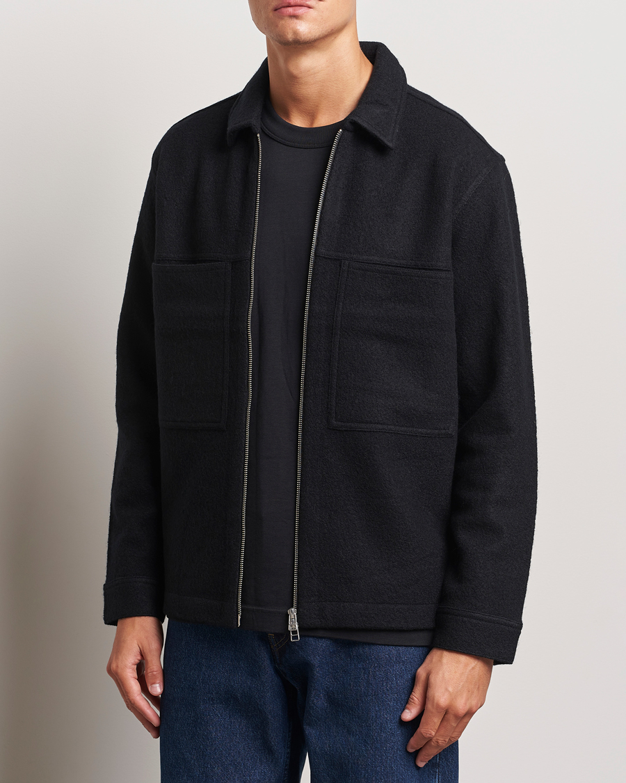 Herre | Trøjer | NN07 | Isak Boiled Wool Full Zip Black