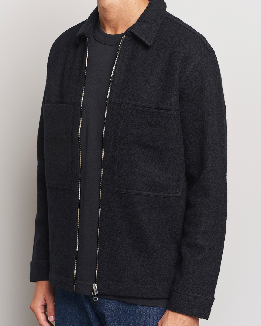 Herre | Trøjer | NN07 | Isak Boiled Wool Full Zip Black