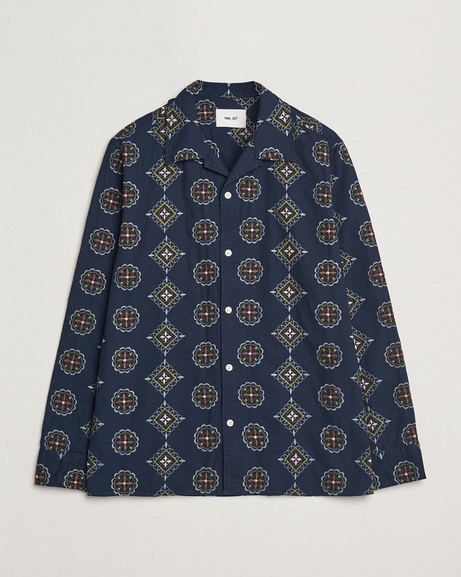 Herre | Skjorter | NN07 | Julio Crochet Shirt Navy Blue