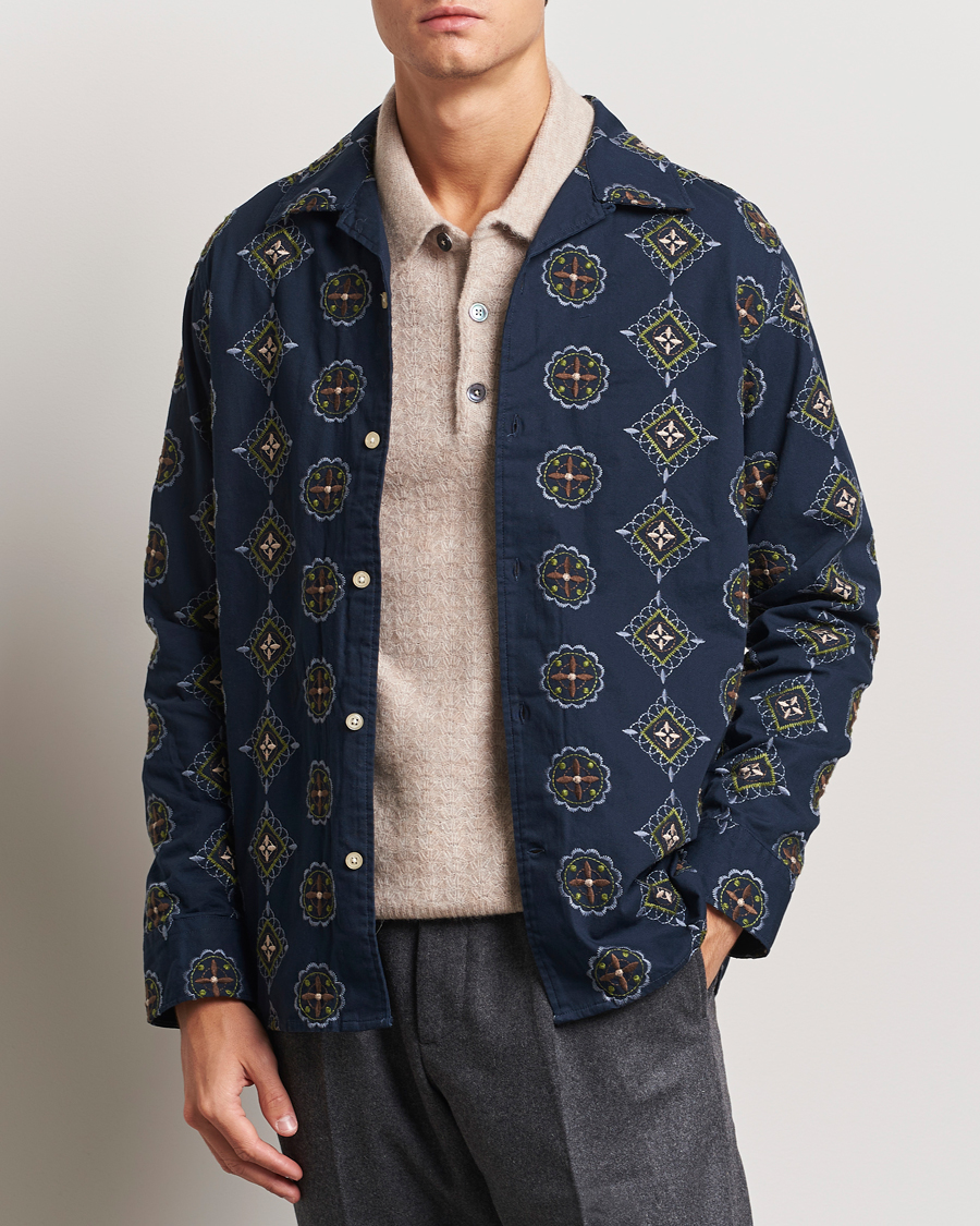 Herre | Skjorter | NN07 | Julio Crochet Shirt Navy Blue
