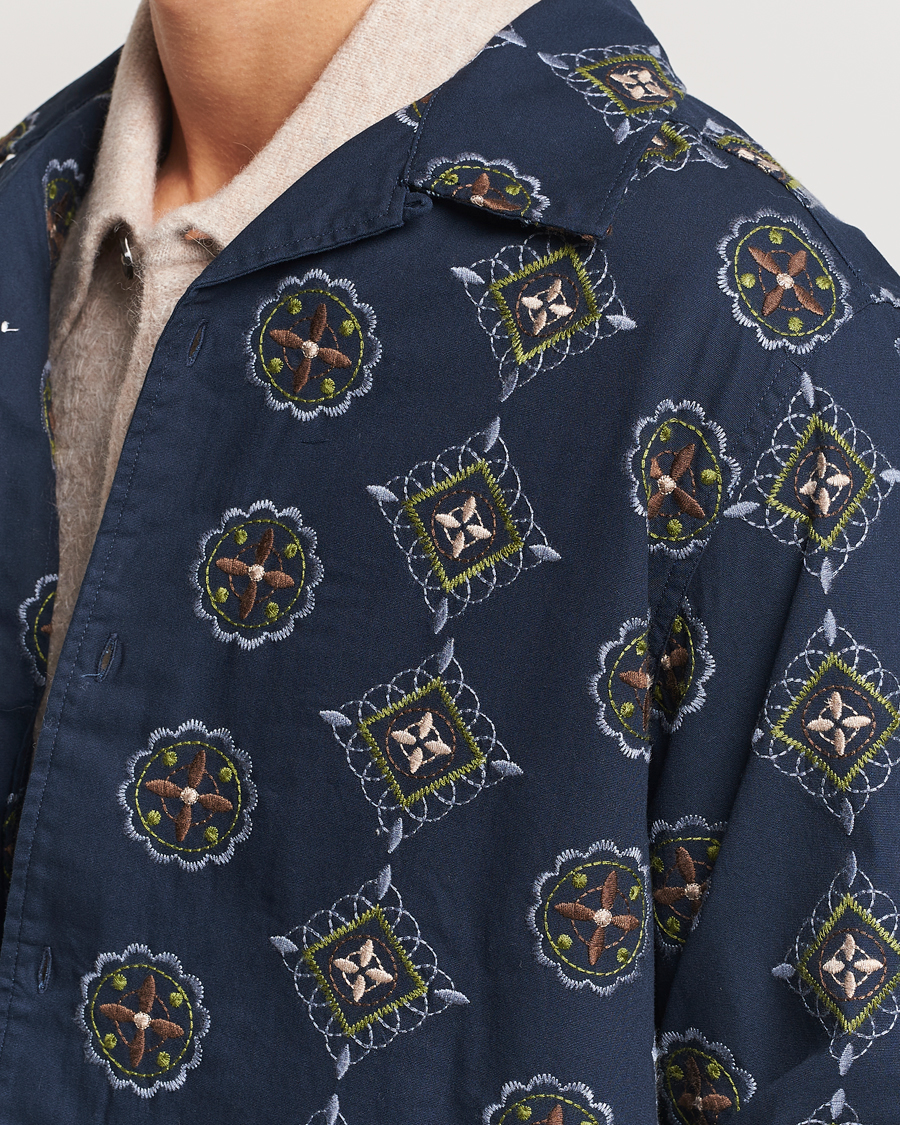 Herre | Skjorter | NN07 | Julio Crochet Shirt Navy Blue