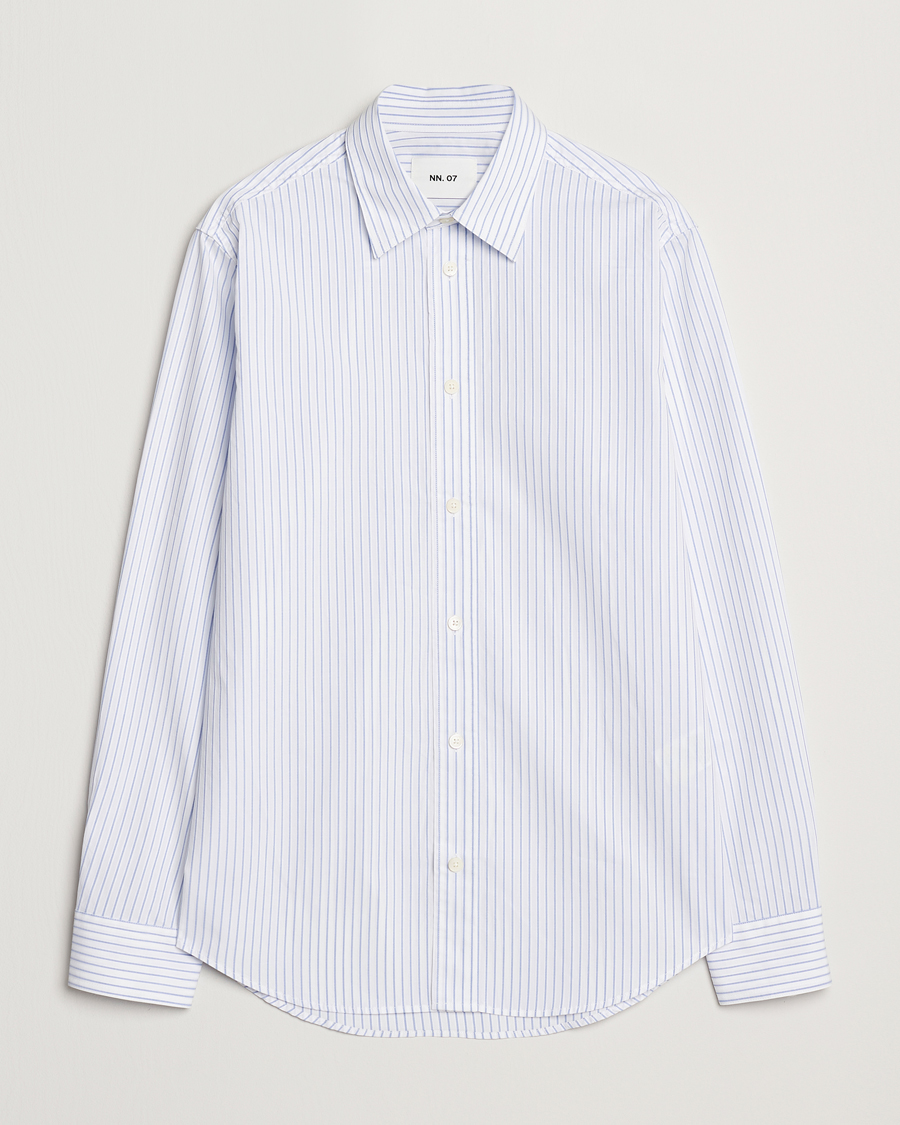 Herre | Skjorter | NN07 | Colby Poplin Striped Shirt White/Blue