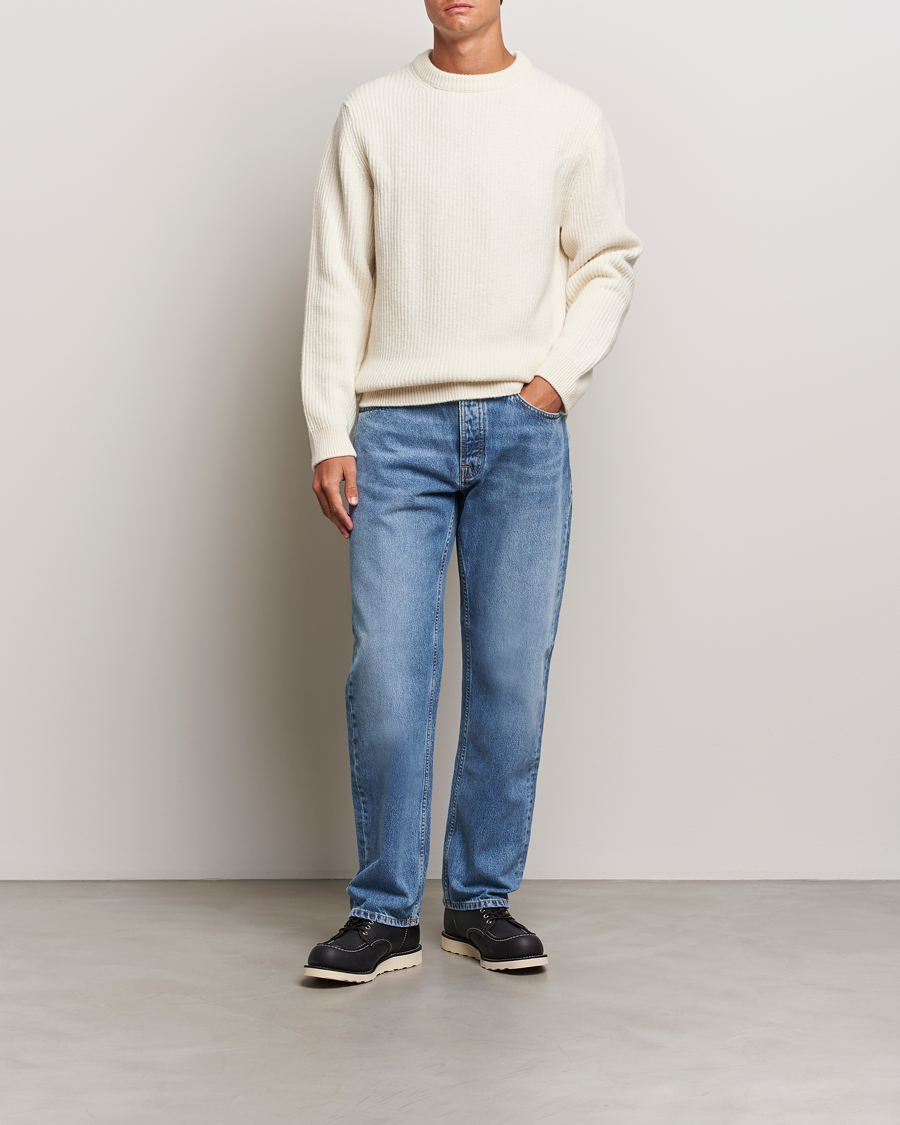 Herre | Trøjer | Nudie Jeans | August Wool Rib Knitted Sweater Off White