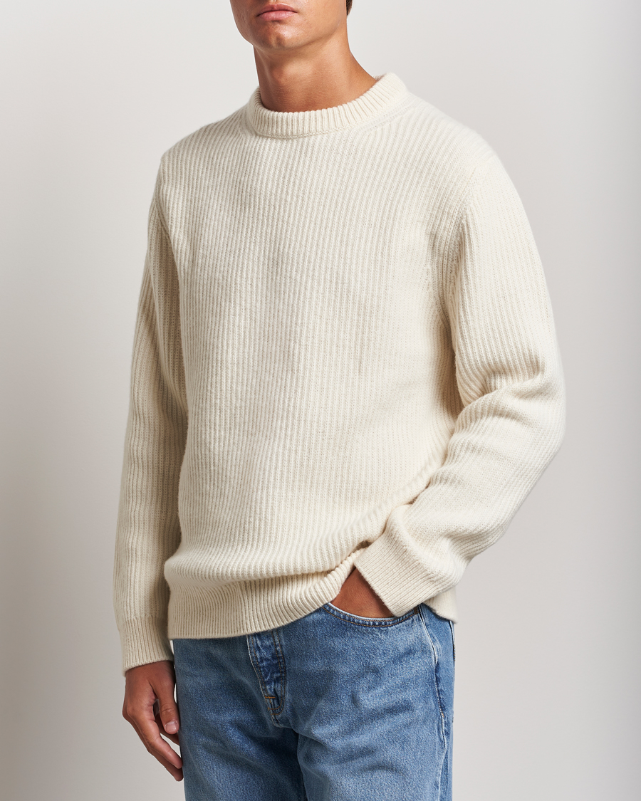 Herre | Trøjer | Nudie Jeans | August Wool Rib Knitted Sweater Off White