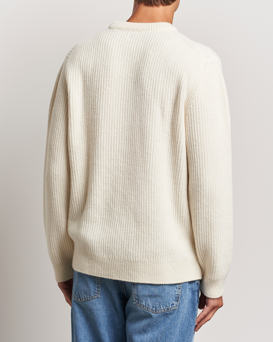 Herre | Trøjer | Nudie Jeans | August Wool Rib Knitted Sweater Off White