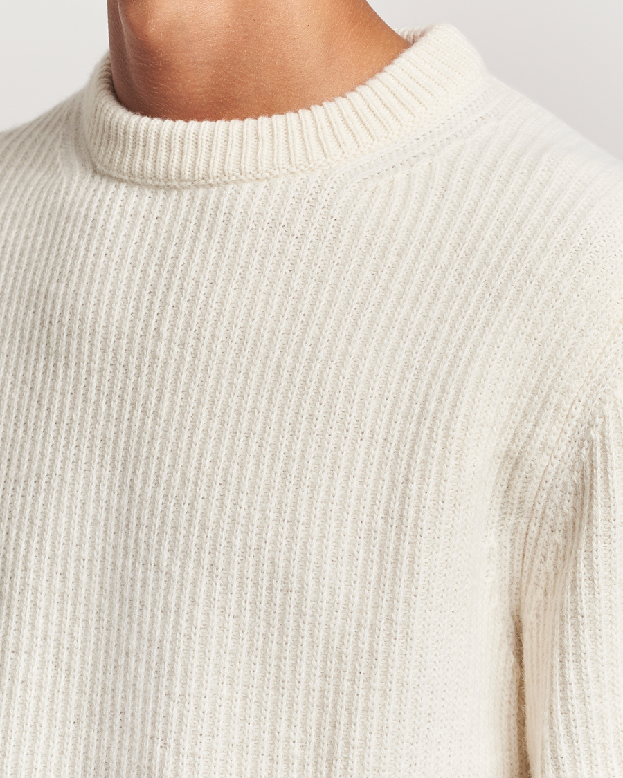 Herre | Trøjer | Nudie Jeans | August Wool Rib Knitted Sweater Off White