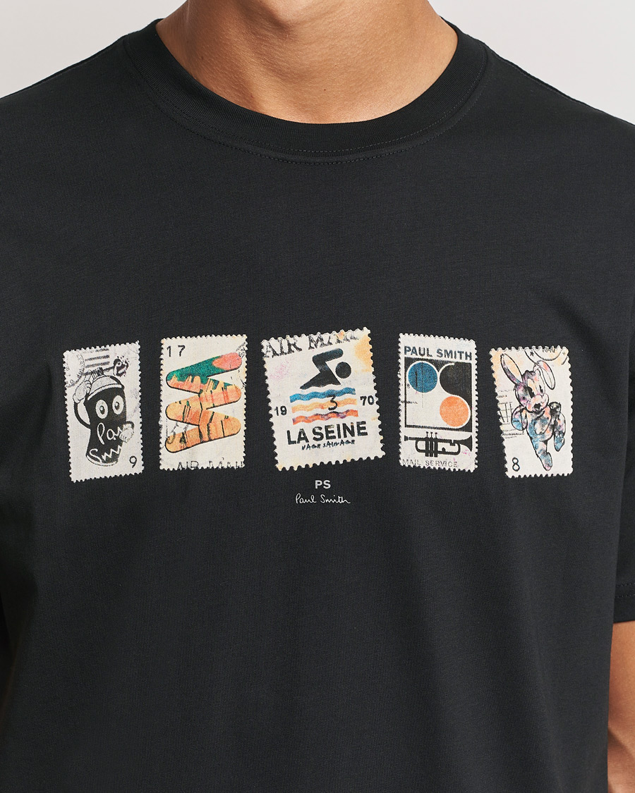 Herre | T-Shirts | PS Paul Smith | Stamps Crew Neck T-Shirt Black