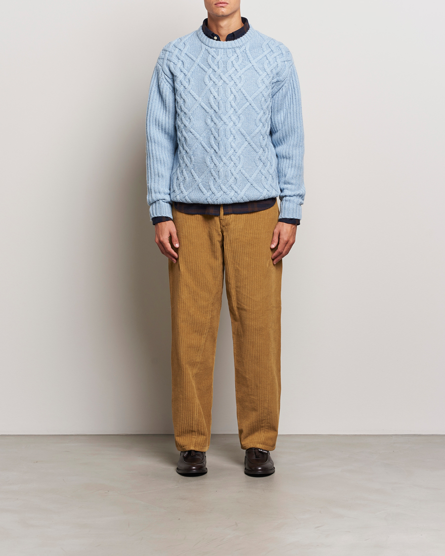 Herre | Trøjer | Drôle de Monsieur | Heavy Cable Knit Pullover Light Blue
