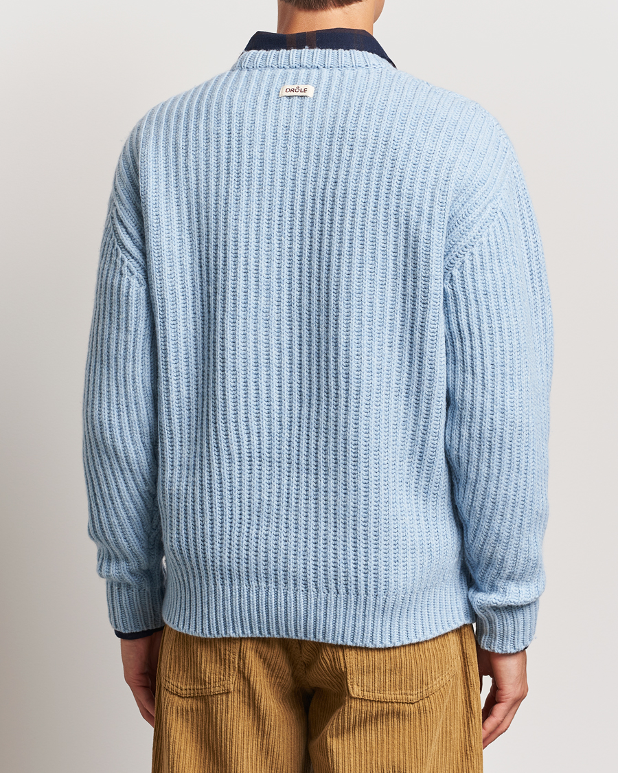 Herre | Trøjer | Drôle de Monsieur | Heavy Cable Knit Pullover Light Blue
