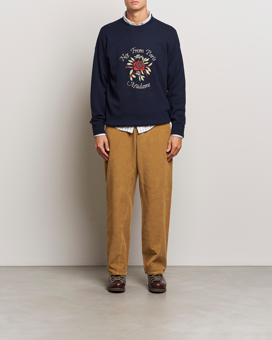 Herre | Trøjer | Drôle de Monsieur | Flower Slogan Pullover Dark Navy