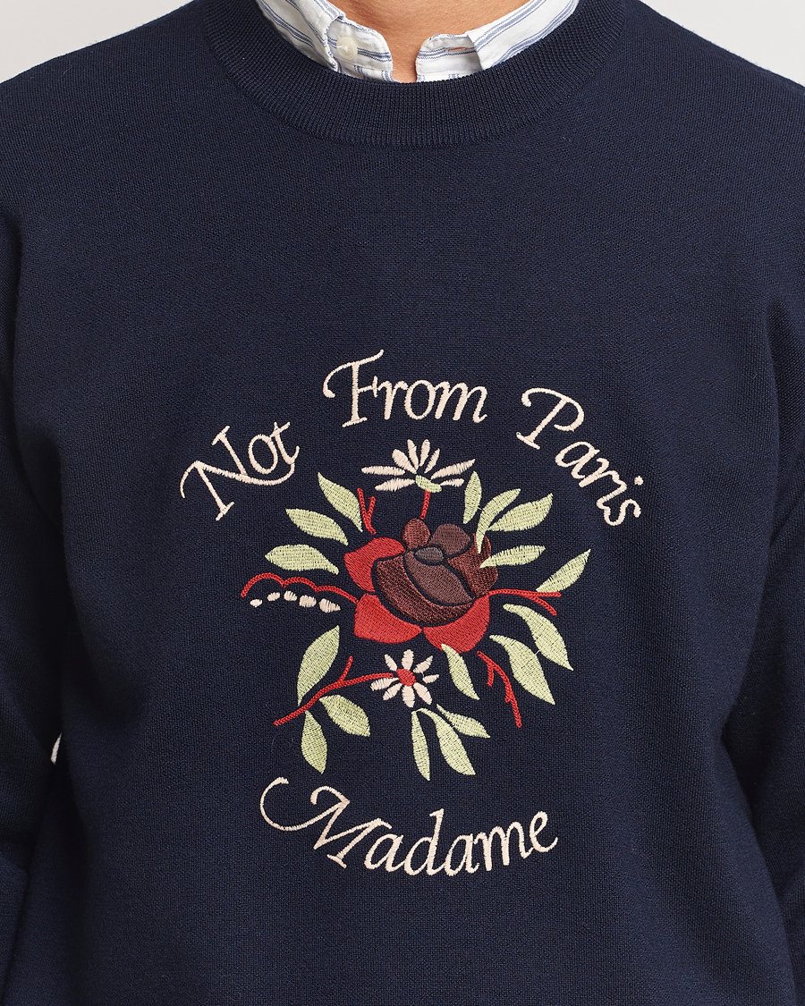 Herre | Trøjer | Drôle de Monsieur | Flower Slogan Pullover Dark Navy