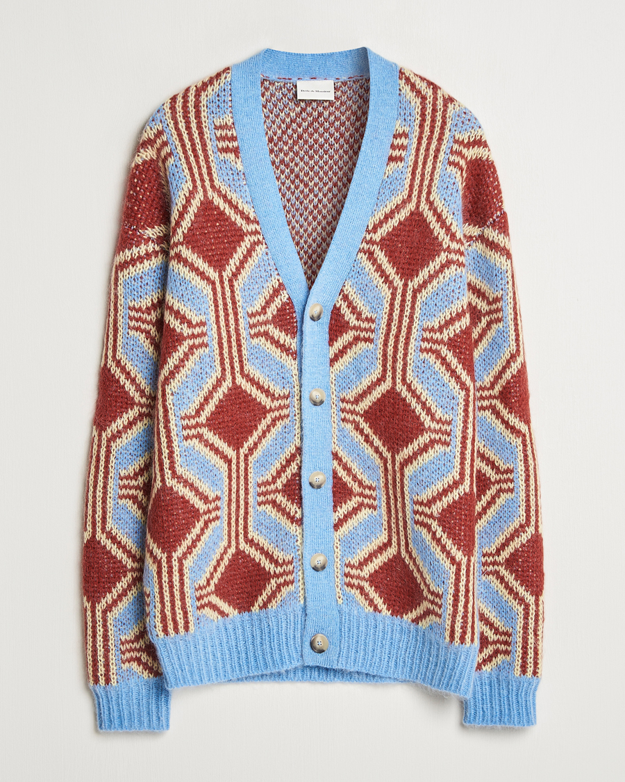 Herre | Trøjer | Drôle de Monsieur | Geometric Mohair Cardigan Red/Blue