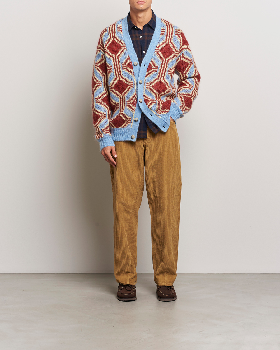Herre | Trøjer | Drôle de Monsieur | Geometric Mohair Cardigan Red/Blue