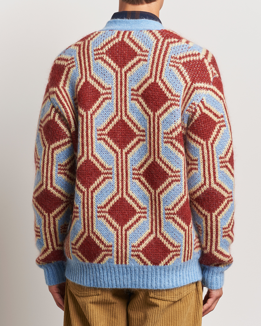 Herre | Trøjer | Drôle de Monsieur | Geometric Mohair Cardigan Red/Blue