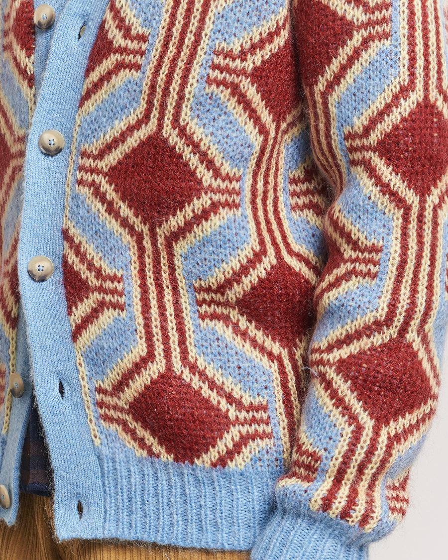 Herre | Trøjer | Drôle de Monsieur | Geometric Mohair Cardigan Red/Blue