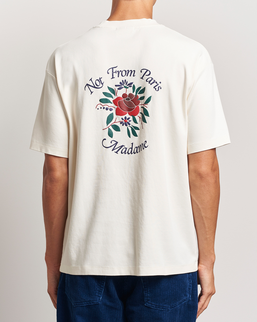 Herre | T-Shirts | Drôle de Monsieur | Flower Slogan T-Shirt Cream