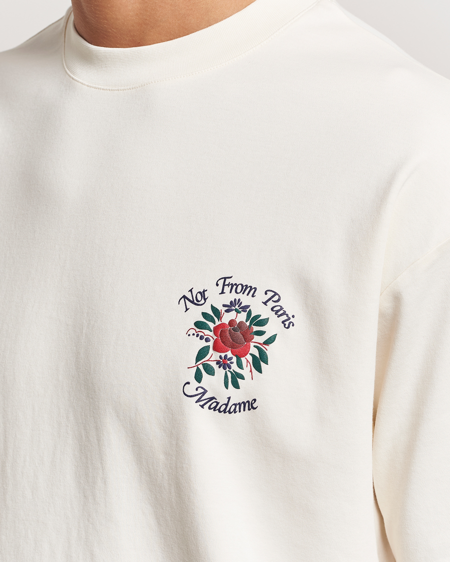 Herre | T-Shirts | Drôle de Monsieur | Flower Slogan T-Shirt Cream