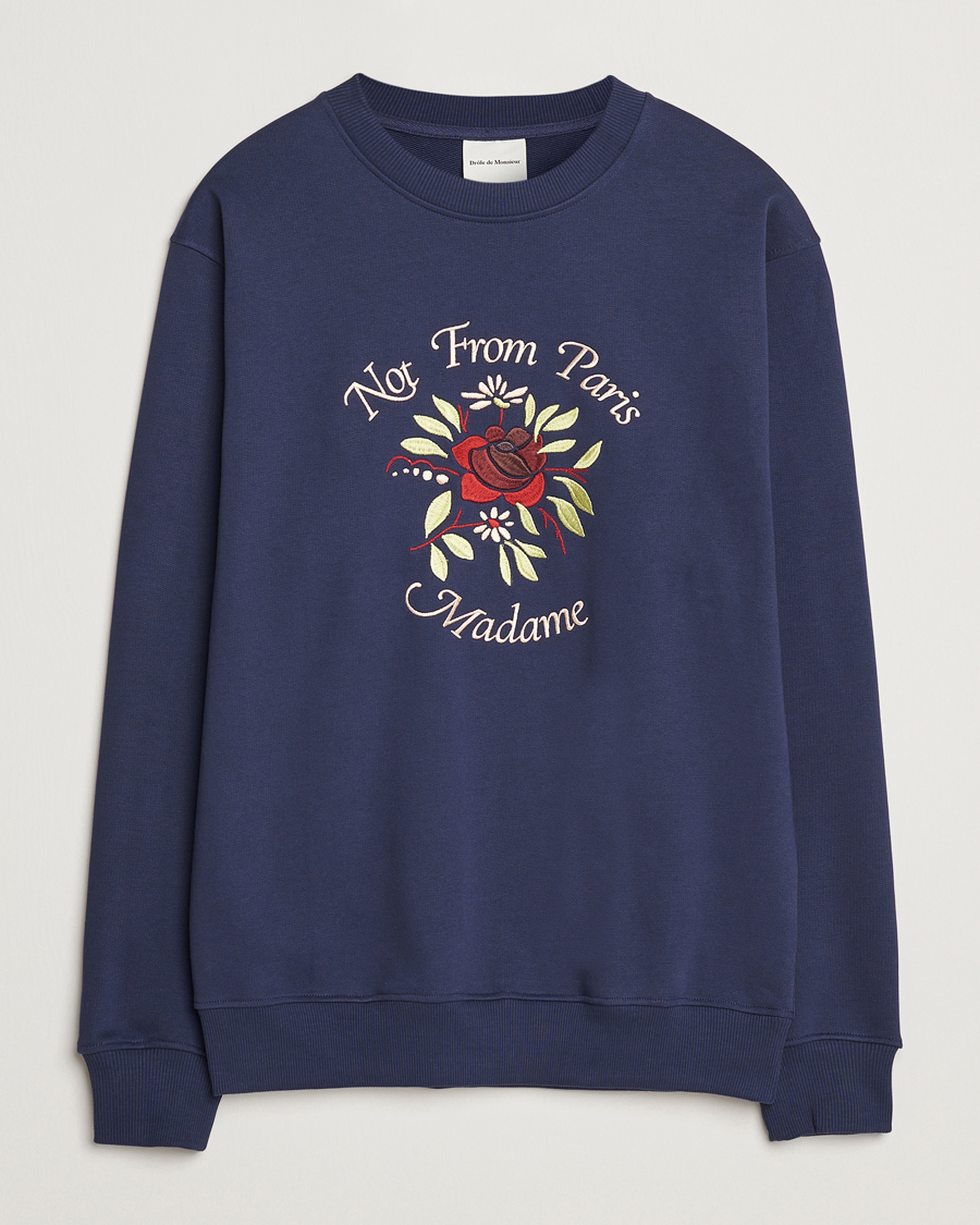Herre | Trøjer | Drôle de Monsieur | Flower Slogan Sweatshirt Dark Navy